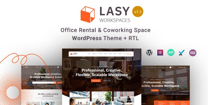 Lasy – Office Rental and Coworking Space WordPress Theme