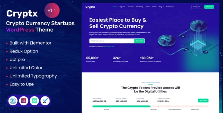 Cryptx – Cryptocurrency Startup WordPress Theme