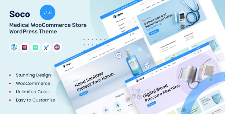 Soco – Medical Supply WooCommerce WordPress Theme