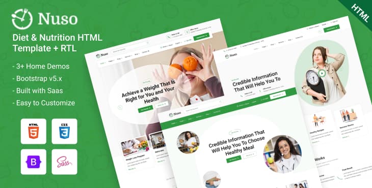Nuso – Diet & Nutrition HTML Template