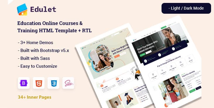 Edulet – Education Online Courses & Training HTML Template