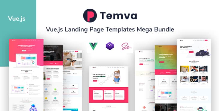 Temva – Vue.js Landing Page Templates Mega Bundle