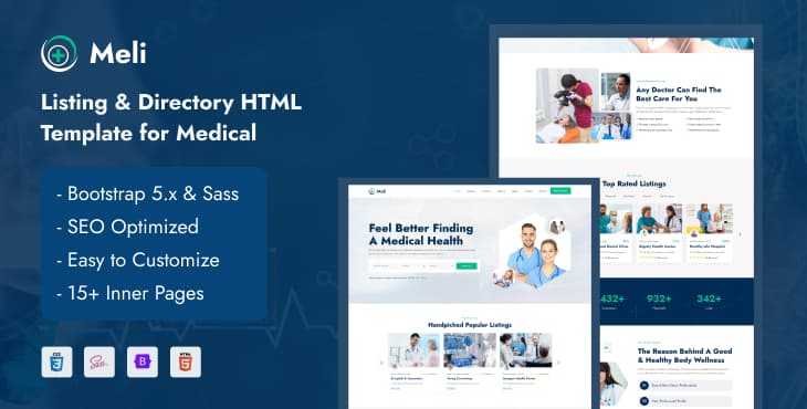 Meli – Listing & Directory HTML Template for Medical